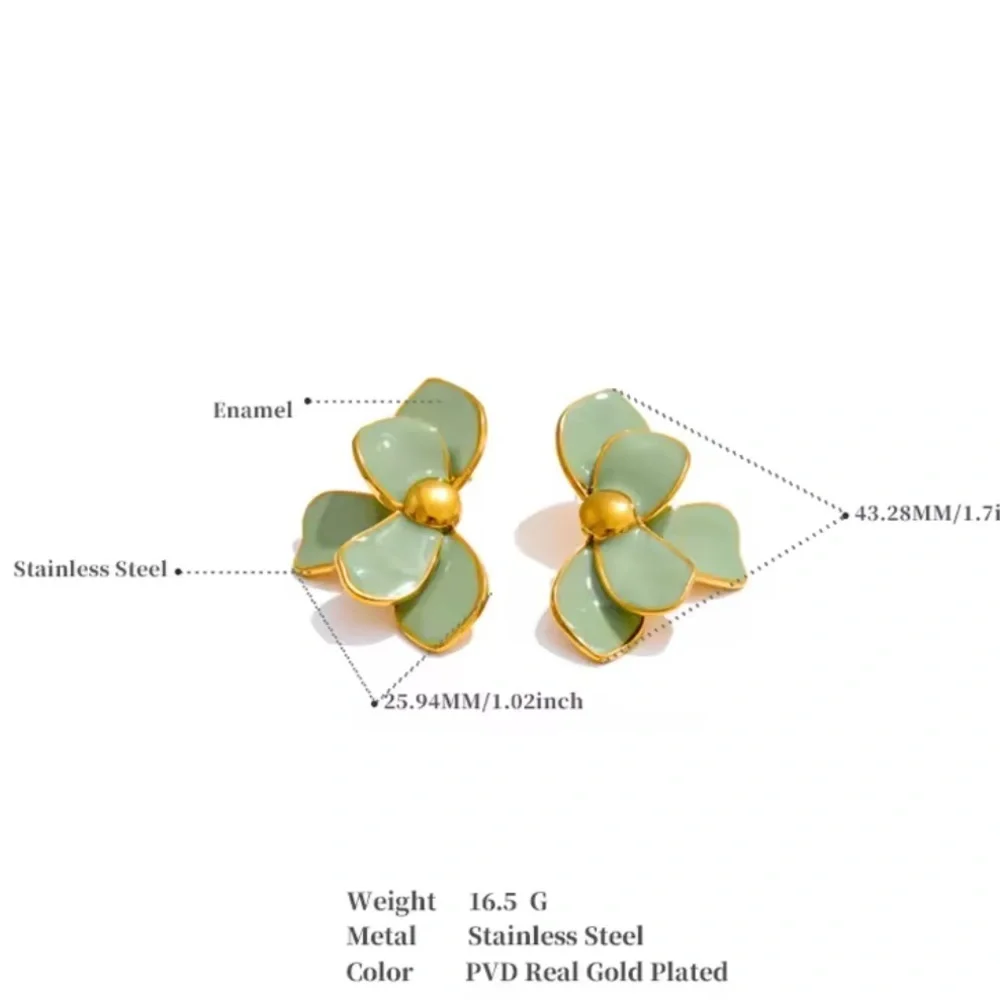 Blush Pink Petal Floral Gold Earrings
